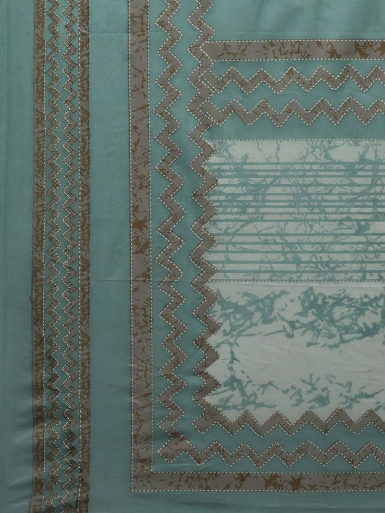 Yufta Women Blue & Off-White Printed Kurta with Palazzo & Dupatta