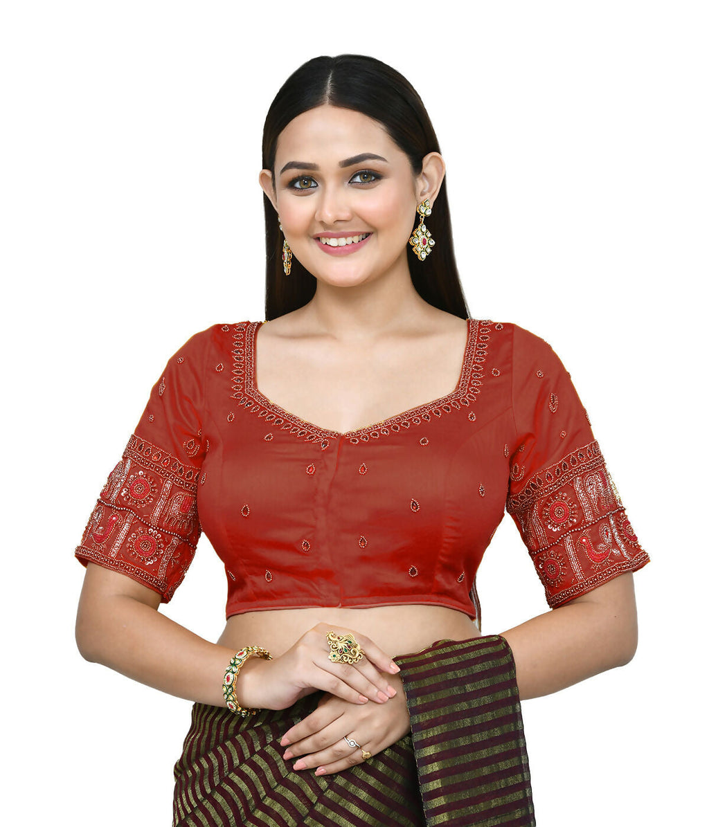 Joban Fashion Women's Red Embroidered Stitched Blouse - Distacart