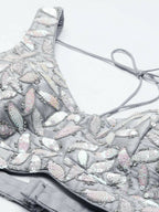 House of Panchhi Grey Organza Sequins & Zarkan embroidery Lehenga choli & Dupatta