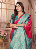 Joban Fashion Hot Pink Banarasi Soft Silk Woven Saree - Distacart