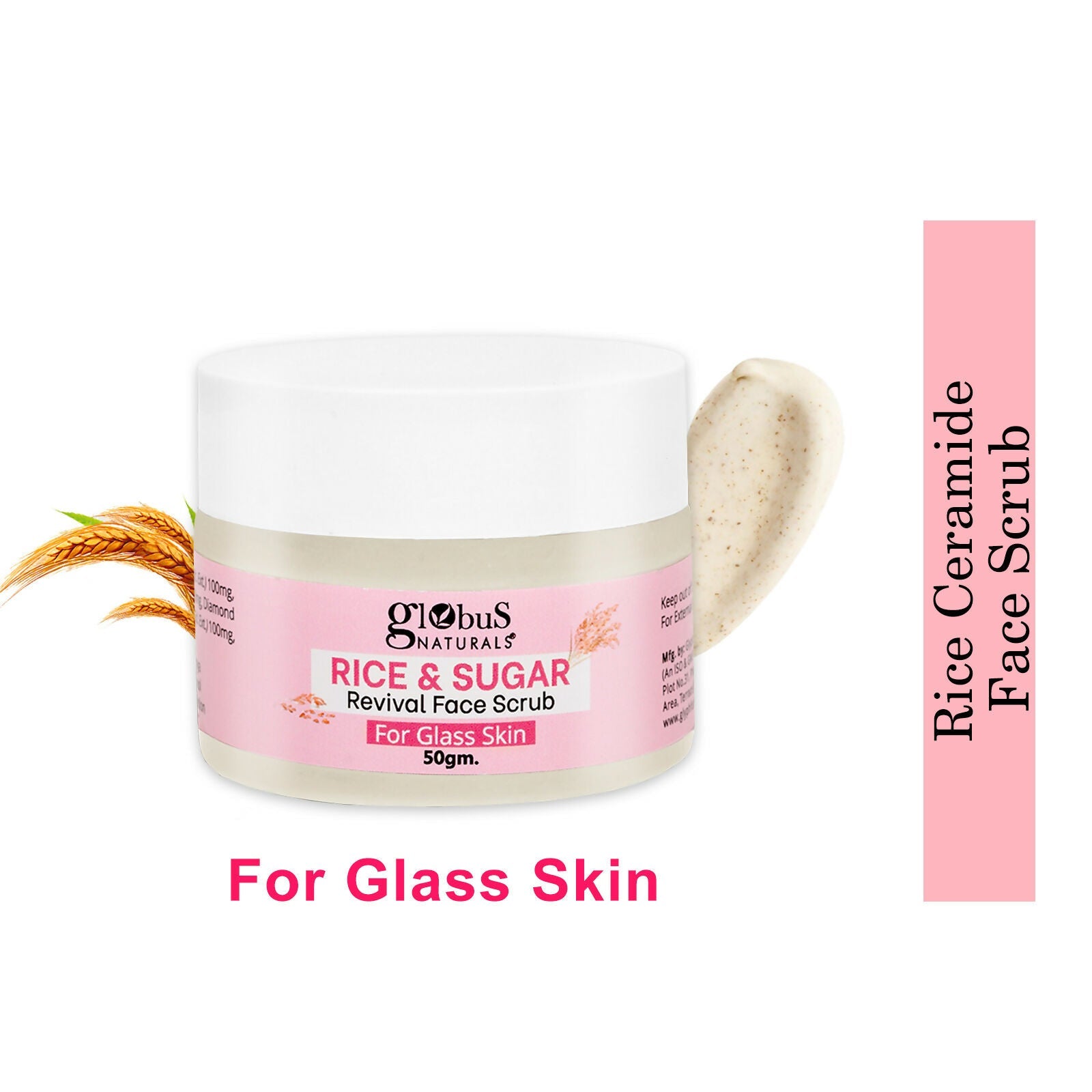Globus Naturals Rice & Sugar Revival Face Scrub, For Korean Glass Skin - Distacart