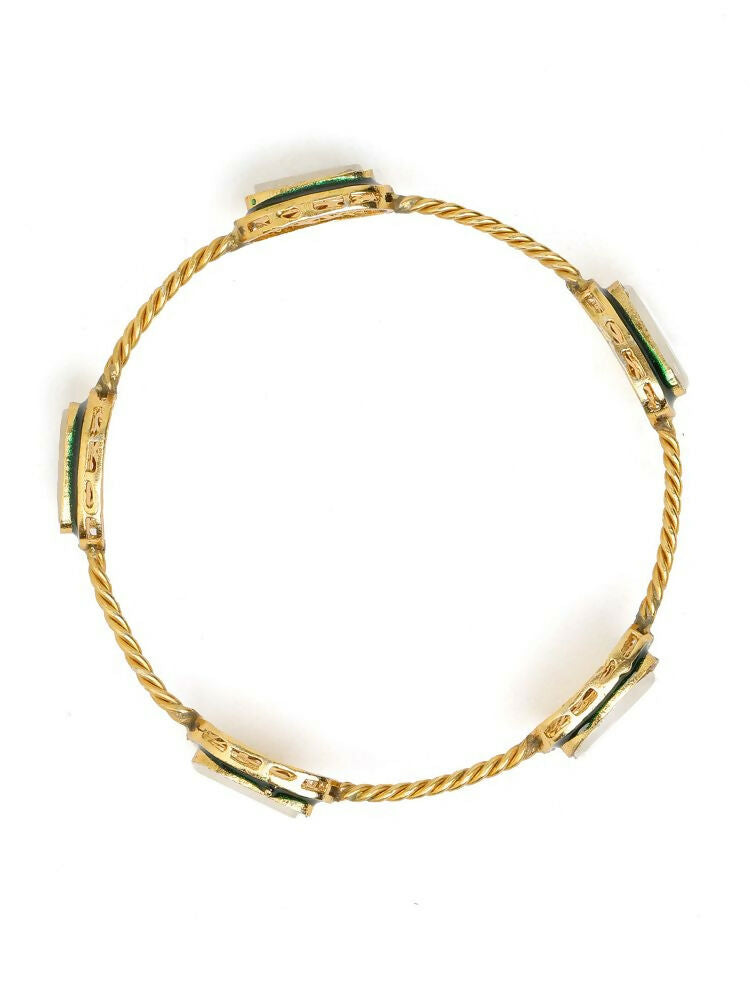 Antique Finish Kundan bangle - Ruby Raang
