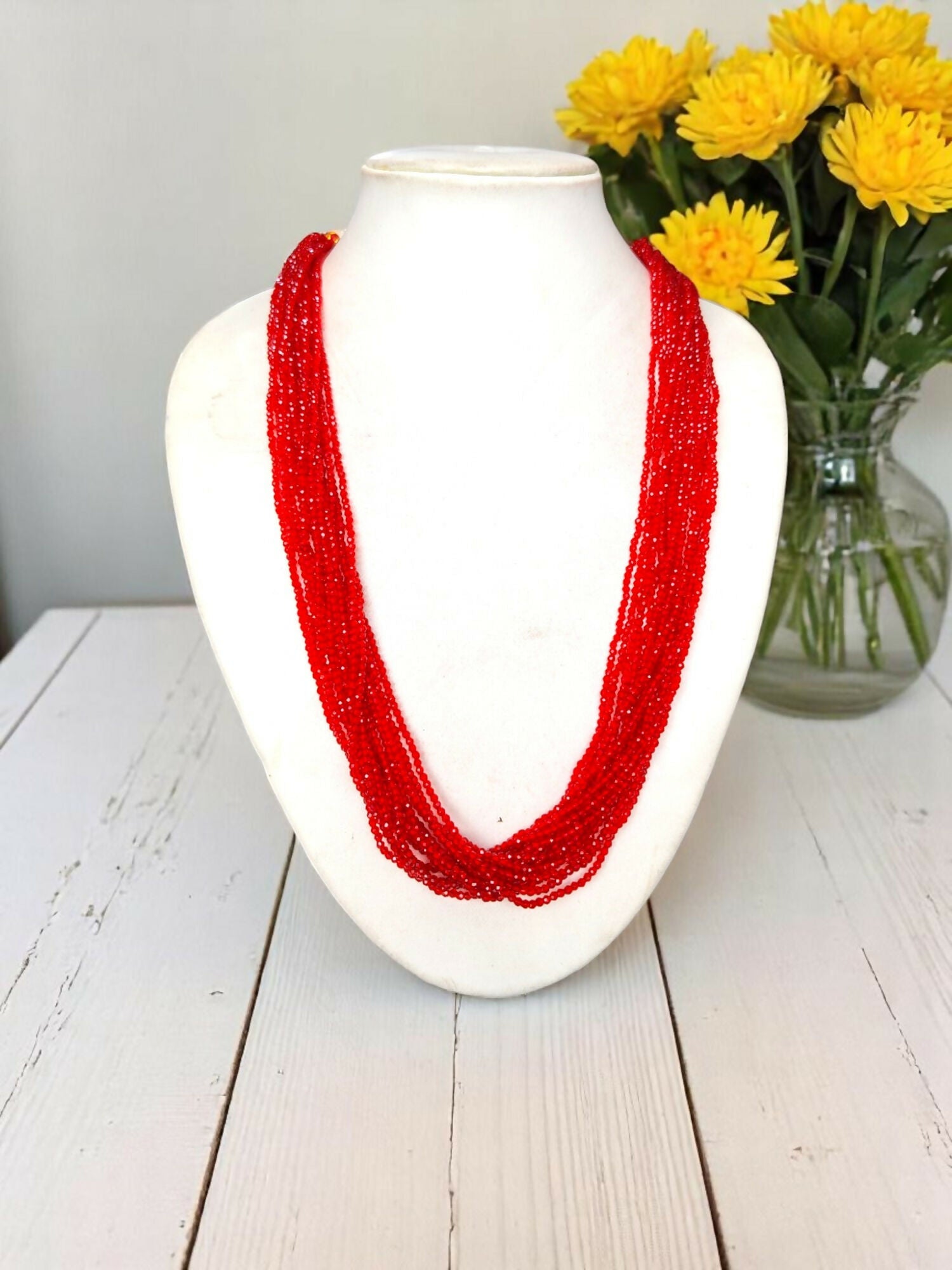 Inhanns Crystal Beads Luxe Edition – Multi-Layered Necklace - Red