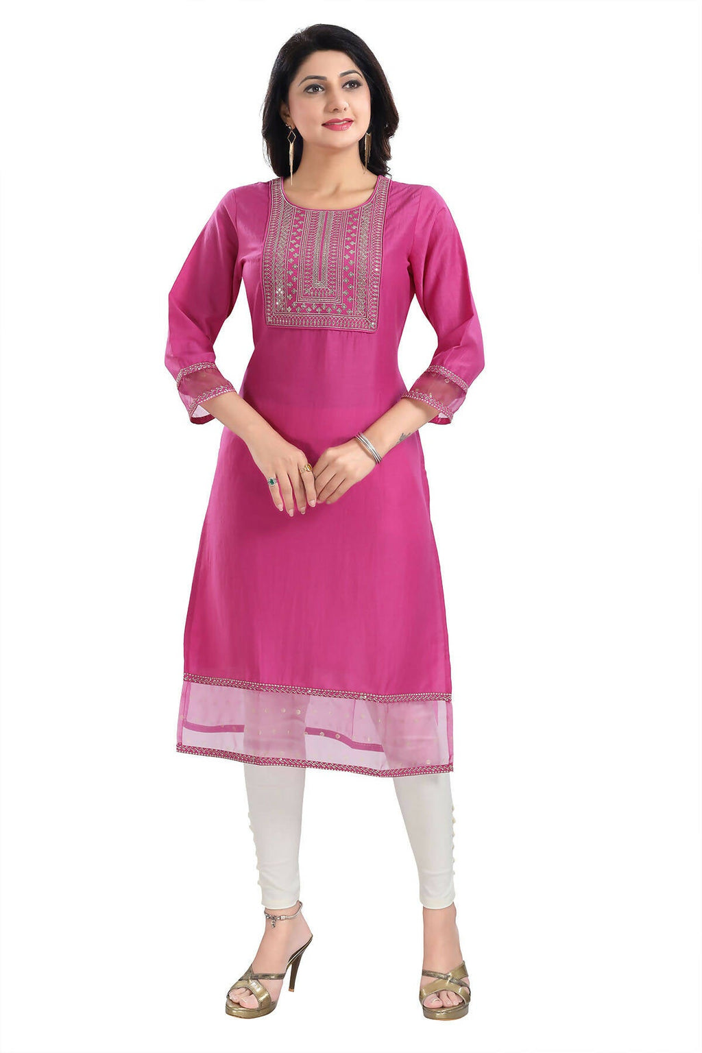 Snehal Creations Wonderful Art Silk Designer Long Kurti Tunic With Zari Embroidery - Distacart