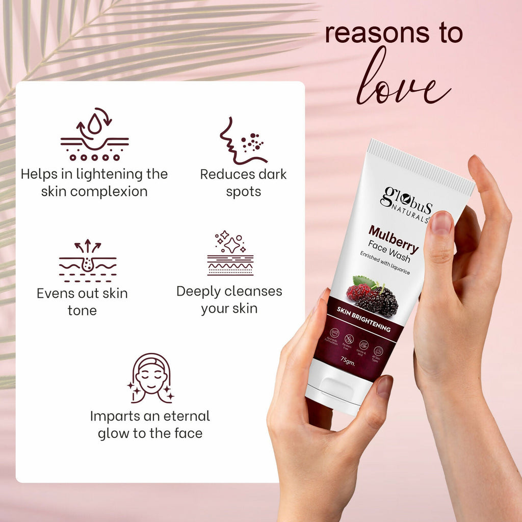 Globus Naturals Mulberry Fairness Face Wash, Suitable For All Skin Types - Distacart