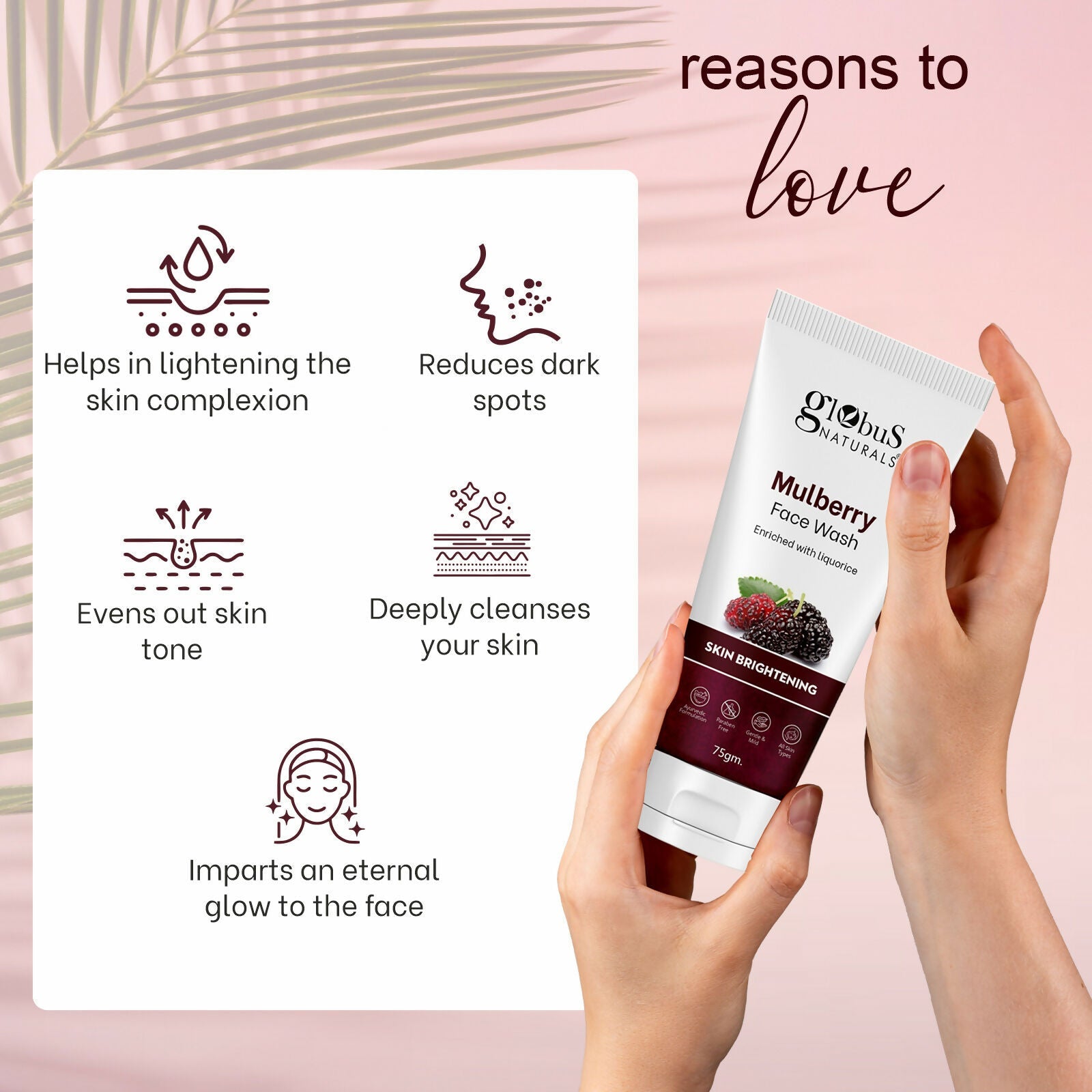 Globus Naturals Mulberry Fairness Face Wash, Suitable For All Skin Types - Distacart