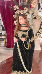 Joban Fashion Black Velvet Sequence Embroidery Work Kurta Set - Distacart