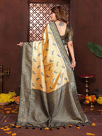 Aastha Fashion Mustard Tissue Silk Weaving Saree - Distacart