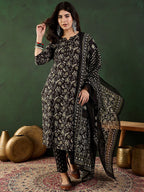 Sangria Printed Pure Cotton Kurta Set With Dupatta - Distacart