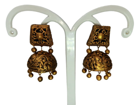 Terracotta Dazzling Temple Jhumkas