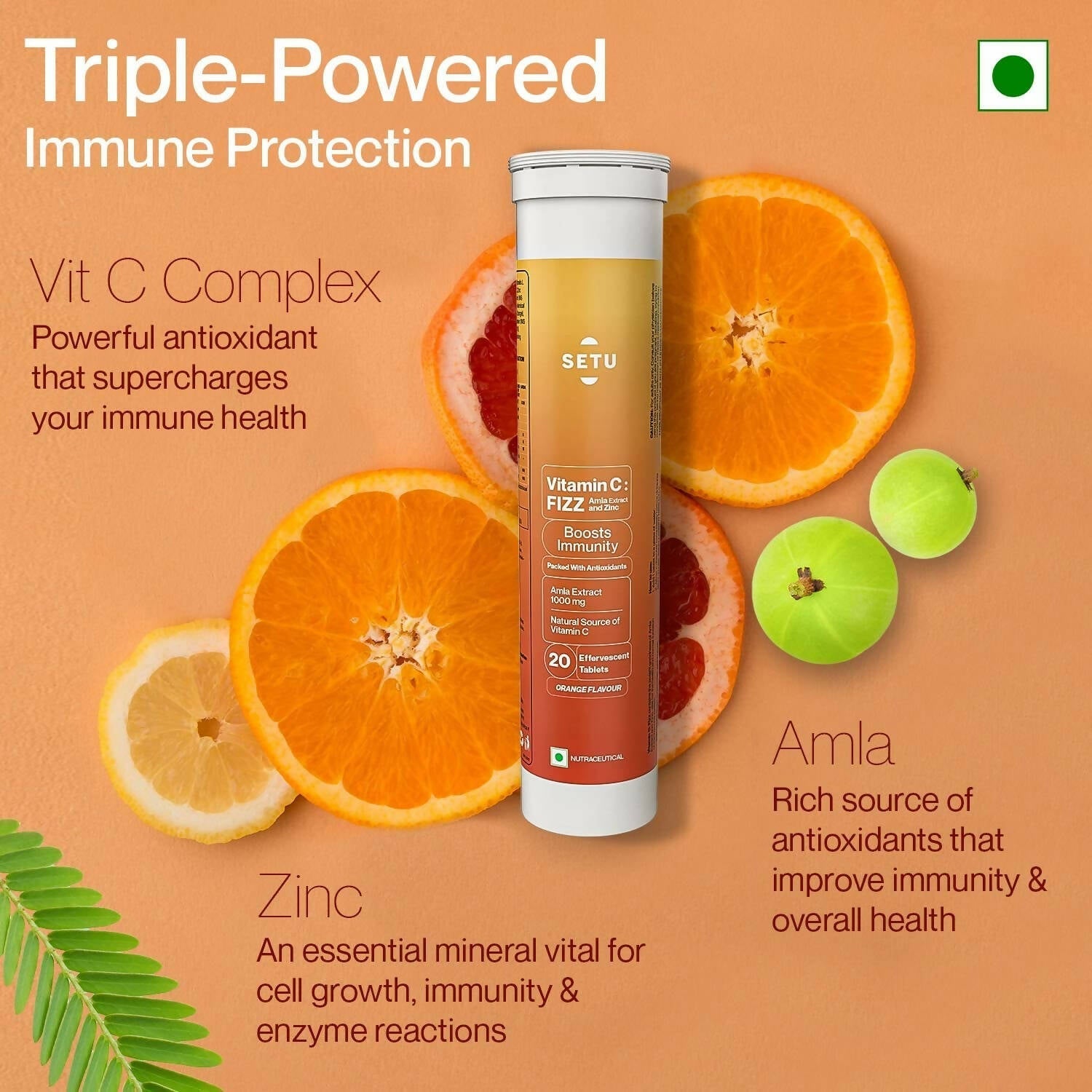Setu Vitamin C: Fizz - 20 Effervescent Tablets - Distacart