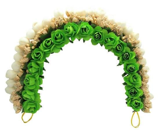 Green & White Rose Gajra