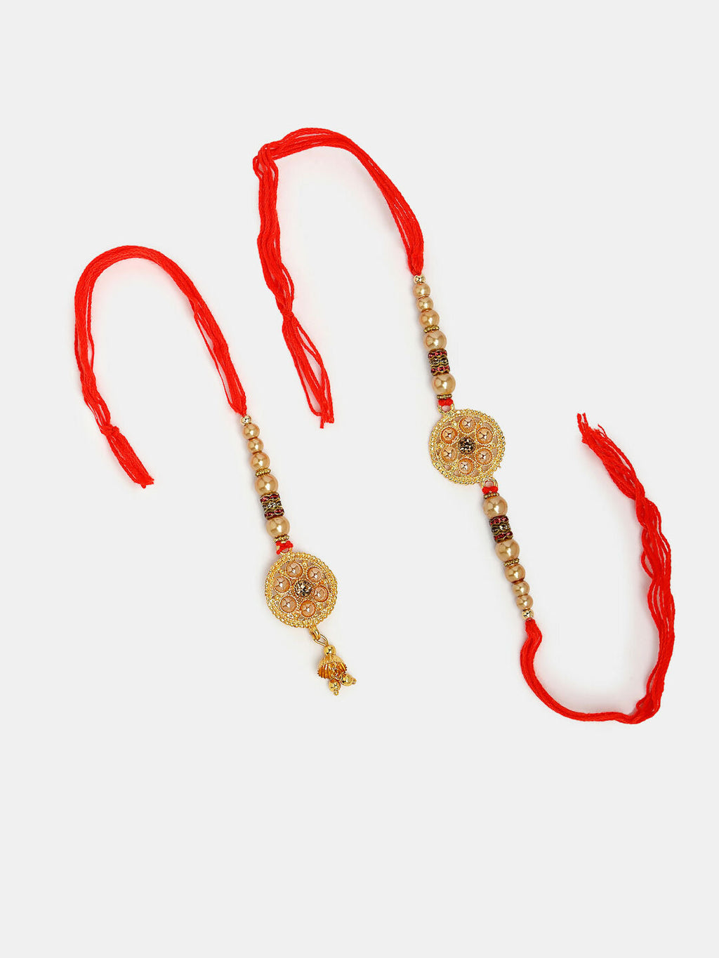 NVR Women & Men Set of 2 Gold-Toned Bhaiya Bhabi Rakhi With Roli Chawal & Chocolate - Distacart