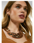 Bling Accessories Textured Metal Choker Necklace
