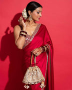 Joban Fashion Red Rangoli silk Party Wear Sarees - Distacart