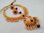 Blue Kemp With Pearls Necklace Set