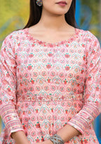 Functional Designer Off White-Light Pink Dola Silk Anarkali suit with Dupatta - Ramya