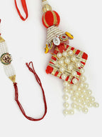 NVR Women & Men Set of 2 White Pearl Bhaiya Bhabhi Rakhi With Roli Chawal - Distacart