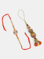 NVR Women & Men Set of 2 Multicolor Artificial beads Bhaiya Bhabhi Rakhi With Roli Chawal - Distacart