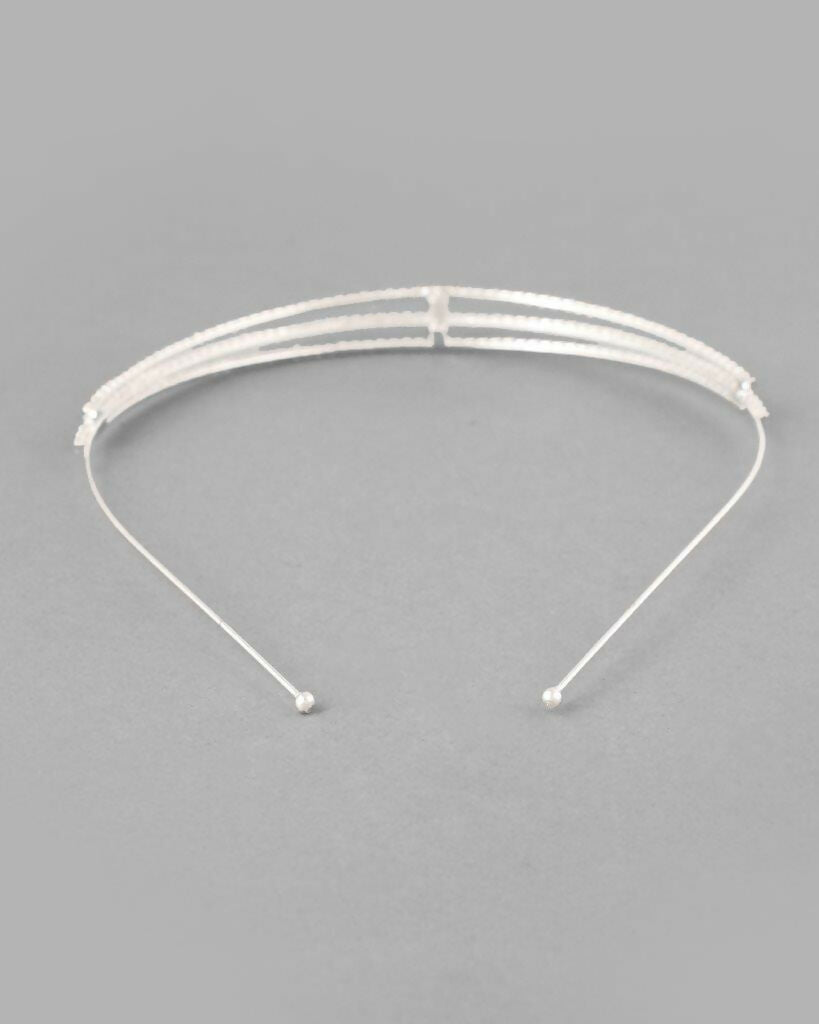 VOJ Silver Plated AD Stone Studded Hair Band