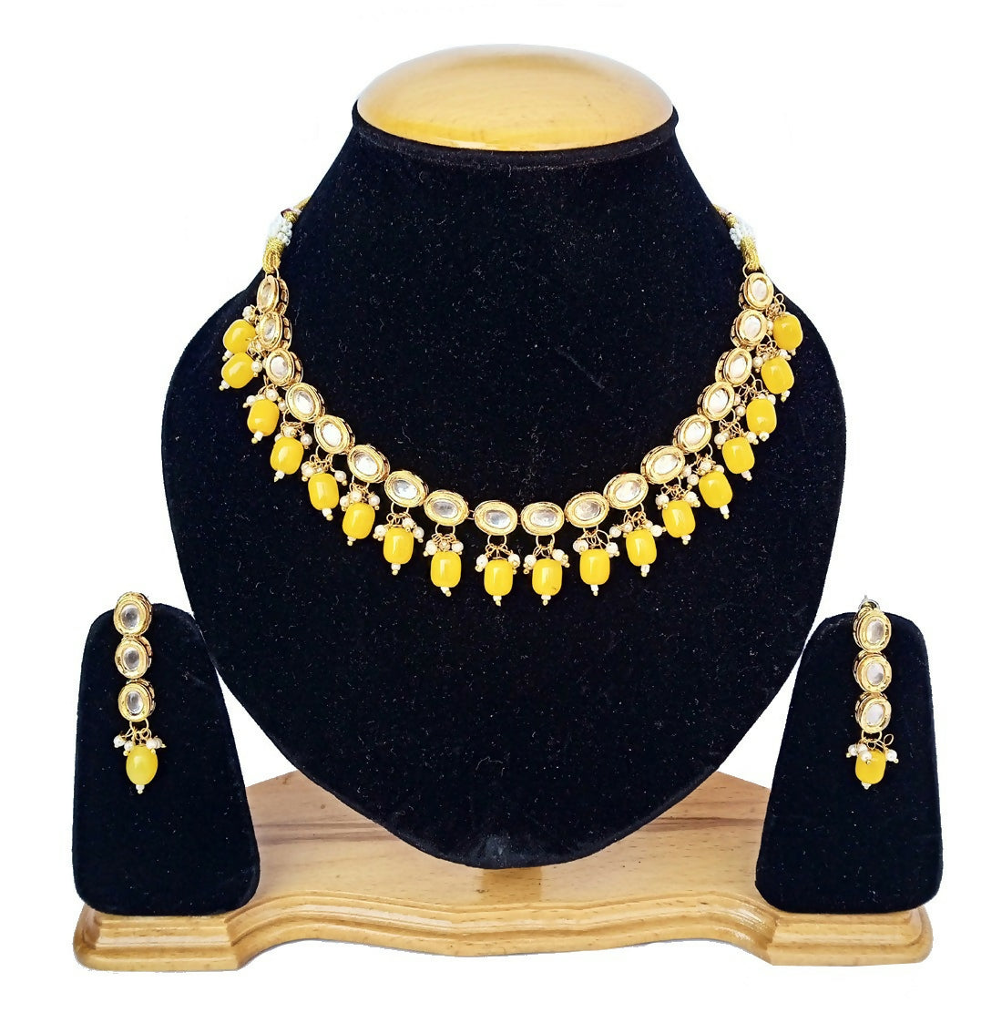 Joban Fashion Yellow kundan work Necklace Set