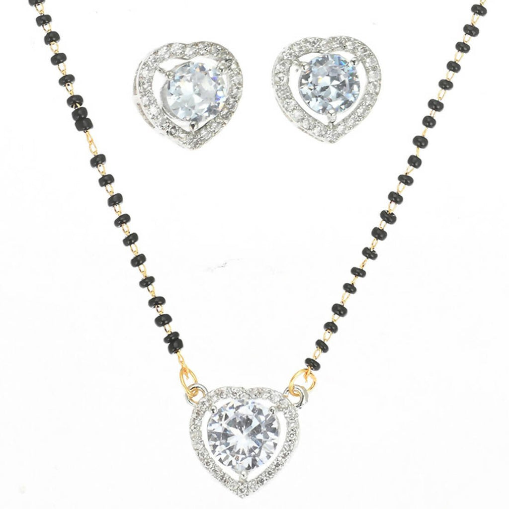 AanyaCentric Gold-plated Mangalsutra Pendant Earring Set & Silver Plated Anklet - Distacart
