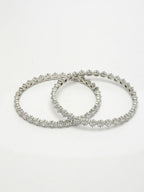 NVR Women's Set of 2 Silver-Plated CZ Stone-Studded Handcrafted Bangles - Distacart
