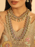 Nuyug 18K Gold Plated Divine Gold Tone Beaded Long Necklace Set