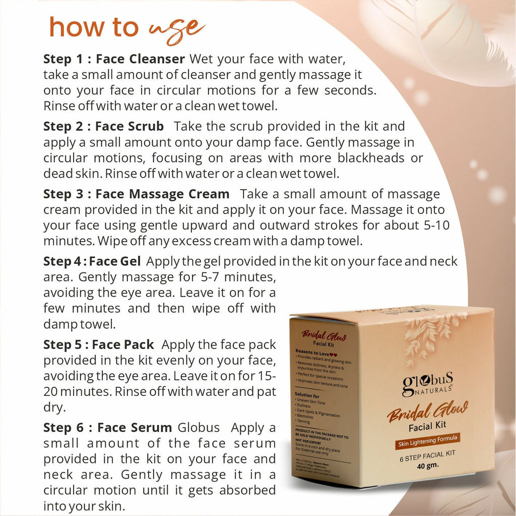 Globus Naturals Illuminating Bridal Glow 6 Step Facial Kit - Distacart