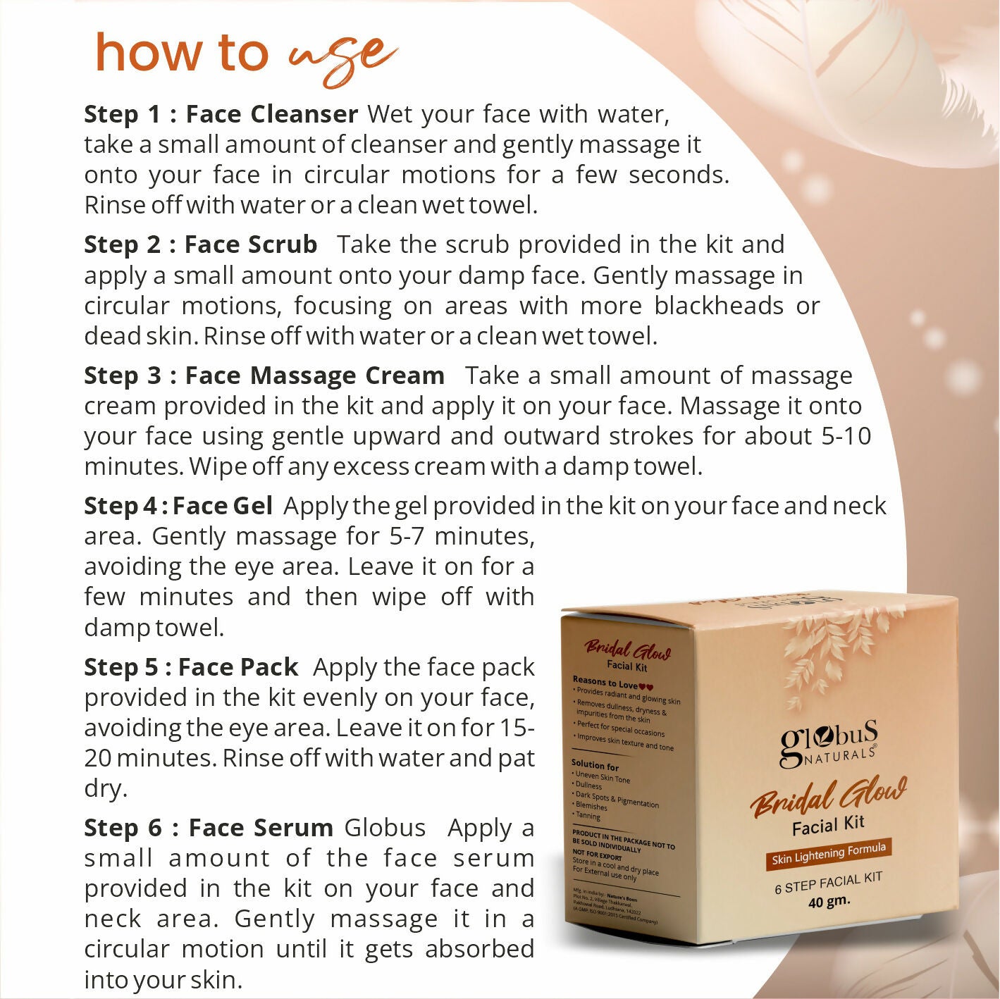 Globus Naturals Illuminating Bridal Glow 6 Step Facial Kit - Distacart