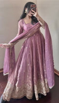 Teeya Creation Onion Fendy Silk Designer Heavy Work Wedding Wear Long Gown - Distacart