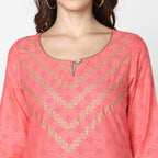 Cheera Hand Block Print Pitch Straight Kurta (MAAI-046K)