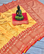 DEIANA'S Beautiful Designer Golden zari Soft Lichi Silk Saree - Yellow