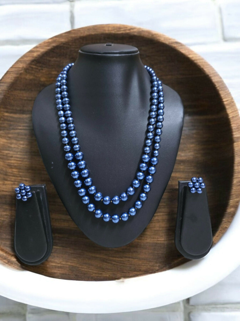Inhanns Everyday Workwear Pearl Set (Double Layered Pearls) - Blue