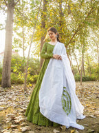 Green Pure Maslin Bandhej Print Work Stitched Suit With Dupatta - Anbazaar - Distacart