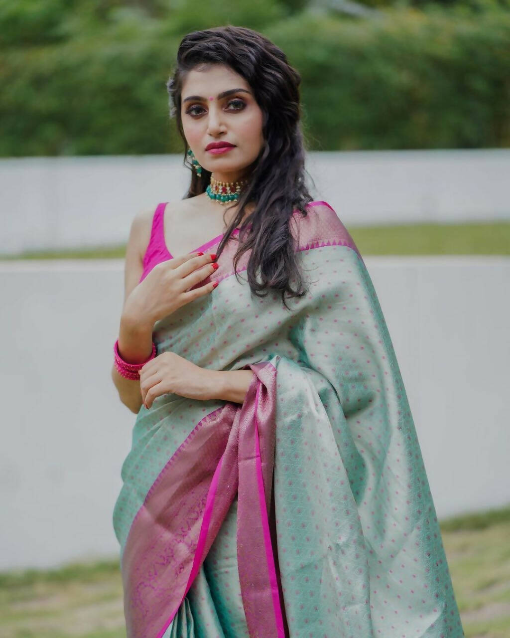 DEIANA'S Beautiful Designer Golden zari Soft Lichi Silk Saree - Sky
