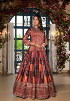 Women's Wedding Traditional Multi Dull Satin Lehenga Choli - Kaushlya