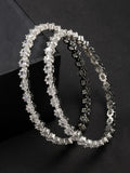 NVR Women's Set of 2 Silver-Plated CZ Stone-Studded Handcrafted Bangles - Distacart