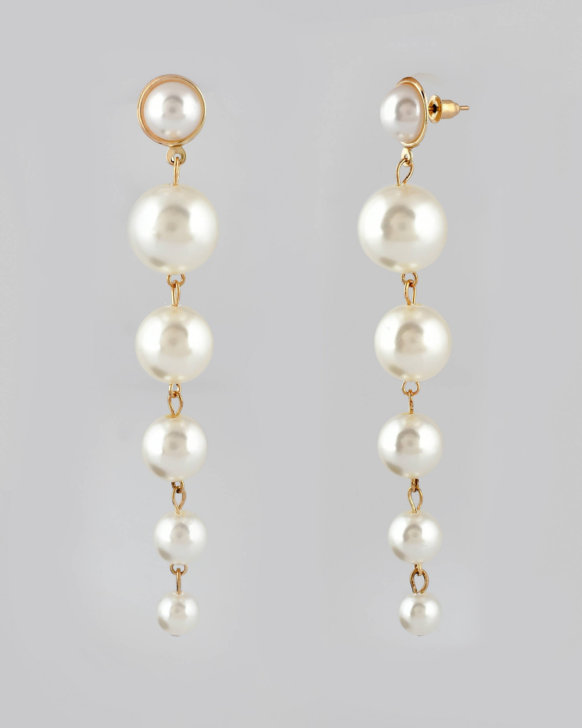 VOJ Women Gold Tone Pearl Stainless Steel Drops & Danglers Earrings - Distacart
