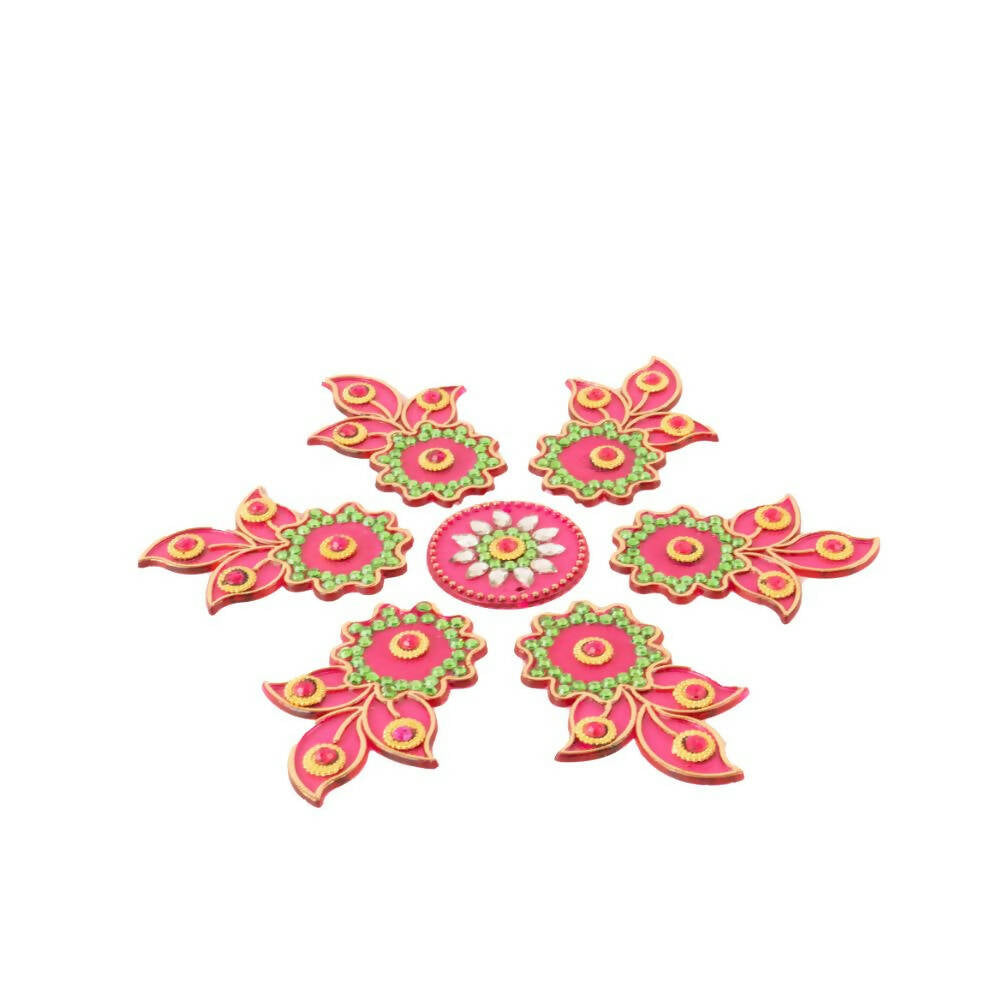 Kundan HandiKrafts Designer Flowed Rangoli Pink (Baby)