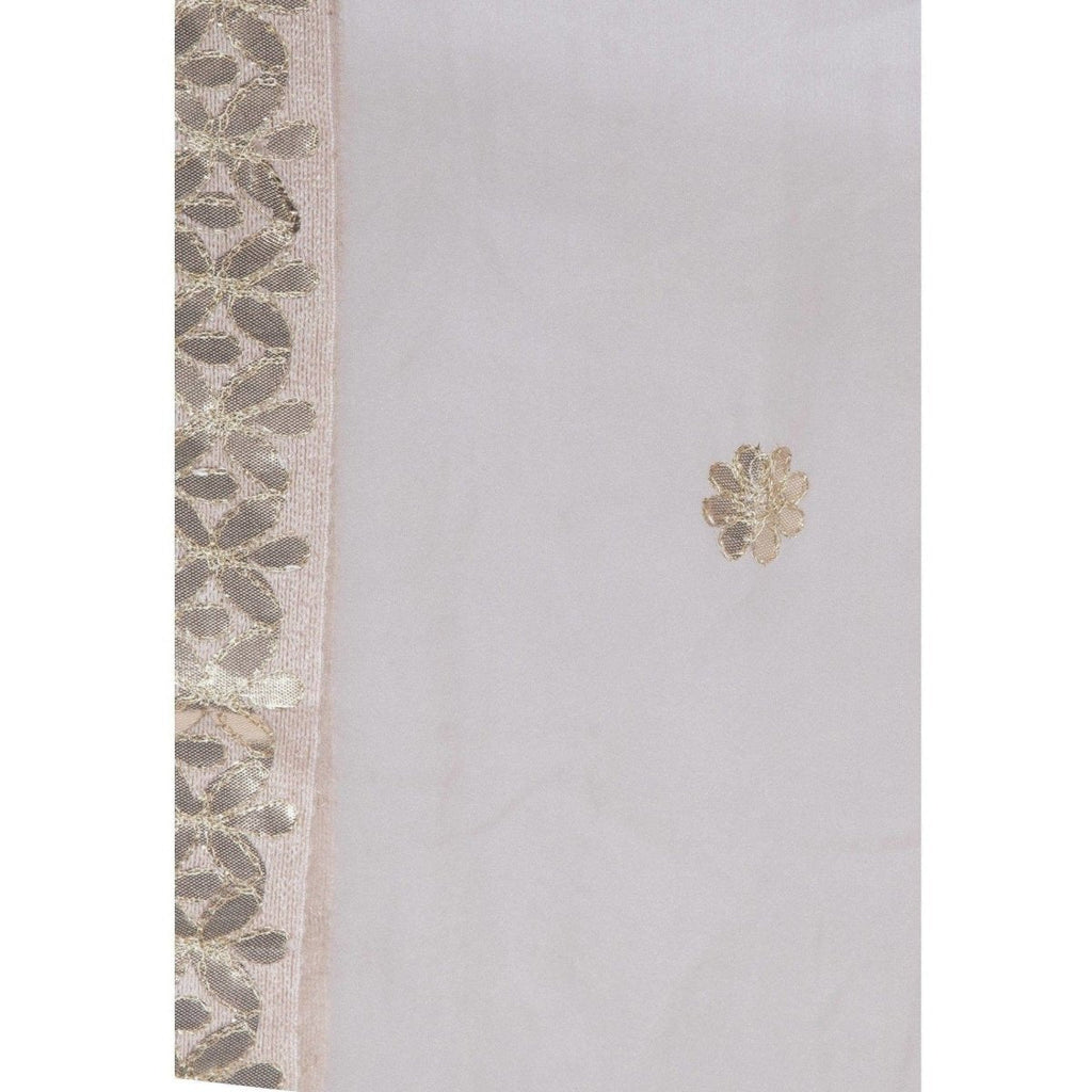 A R Silk Women's Gotta Patti Embroidery Orgenza Cotton White Dupattas and Chunnis