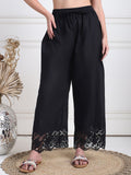 TAG 7 Women Floral Hem Design Flared Ethnic Palazzos