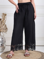 TAG 7 Women Floral Hem Design Flared Ethnic Palazzos