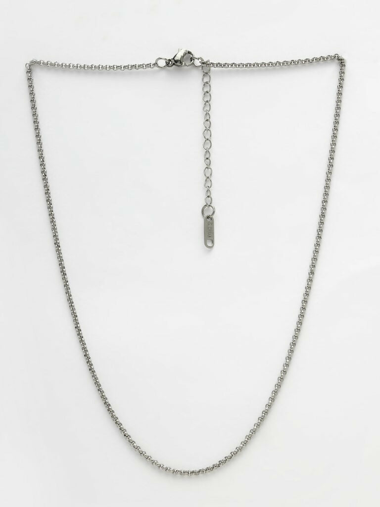 NVR Women's Silver-Toned German Silver Oxidised Chain