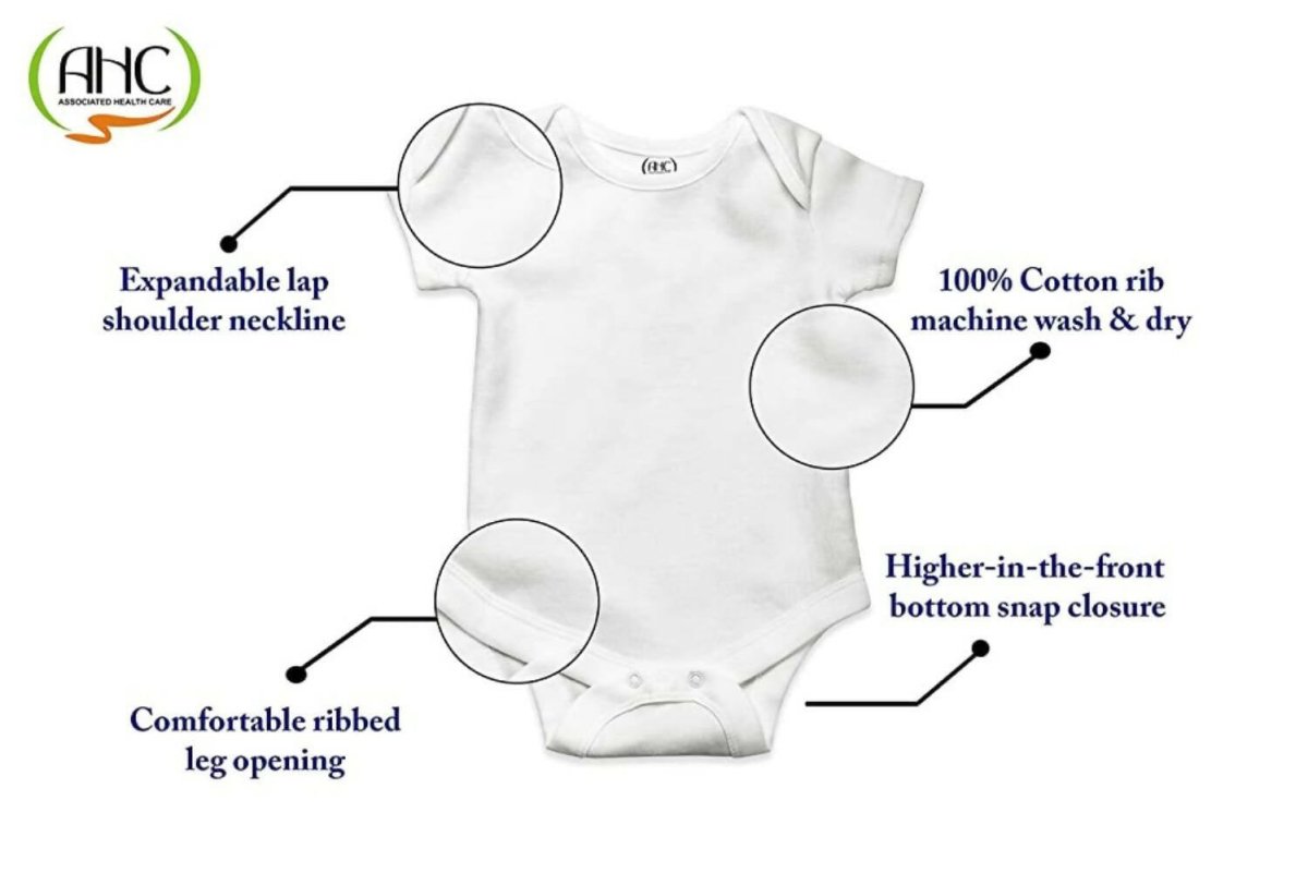 AHC Soft Cotton Short-Sleeve Bodysuits Solid Onesies New Born Infant Dress - Blue/Grey/Green