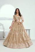Eilara Charming Beige Thread Work Net Designer Lehenga Choli With Dupatta