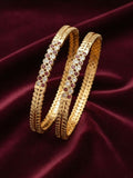 NVR Women Set of 2 Gold Plated CZ Stone Bangle - Distacart