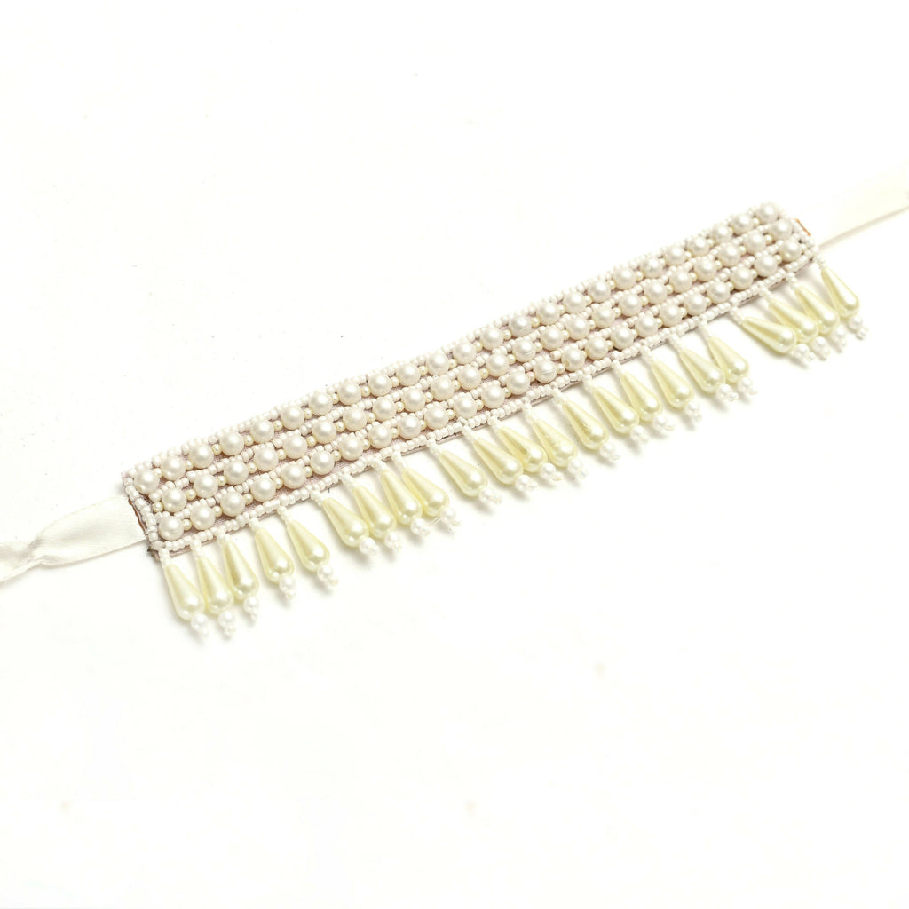Mominos Fashion Johar Kamal Off White Handicraft Pearls Necklace with Earrings For Women - Distacart