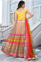 Jyoti Fashion Multicolor Mirror & Sequence Embroidery Butterfly Net Lehenga Choli with Dupatta