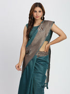 Shree Shyam Fashion Linen Cotton Sea Green Saree - Distacart